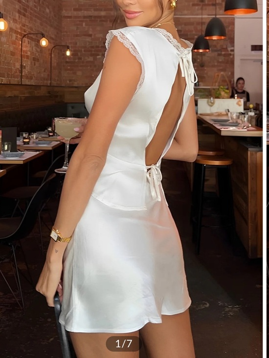 Commense Dresses & Skirts - Commense White Satin Open-Back Mini Skirt Set